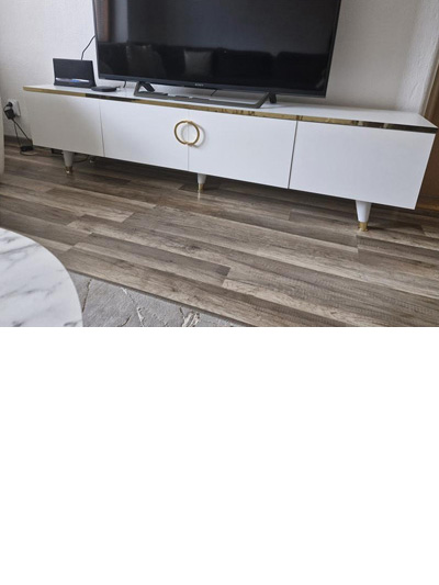 PULA TV STOLÍK NA NOŽIČKÁCH, BIELA / ZLATÁ