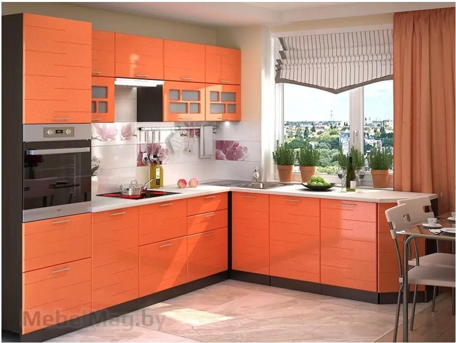 TEKNO kuchynská linka na vyskladanie, oranž. metalic, biely korpus