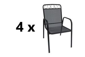 4 ks BABU záhradná kovová stolička, čierna