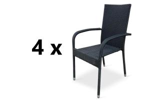 4 ks ESSEN II záhradné ratanové kreslo, čierna (antracit)