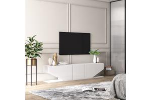EMERALD TV stolík s dvierkami, biela