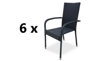 6 ks ESSEN II záhradné ratanové kreslo, čierna (antracit)