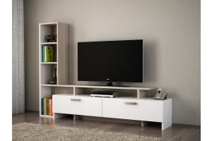 HURRY TV stolík s regálom, biela / dub Cordoba