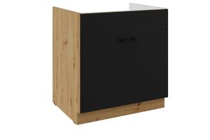 GRANDE kuchynská skrinka pre vstavaný drez 80cm, dub Artisan/čierny mat