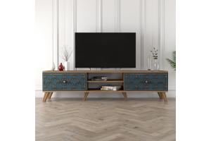 MONK luxusný TV stolík, orech / chalcedóny