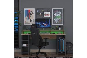 DESK písací stôl s kontajnerom na PC, orech/antracit