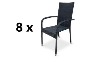 8 ks ESSEN II záhradné ratanové kreslo, čierna (antracit)
