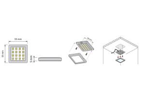 BLUE LED osvetlenie - 2 Square