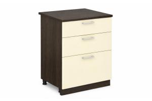TARRA 50 dolná s 3 zásuvkami, vanilka soft, kor. wenge