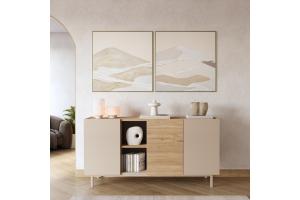 DREAM široká komoda s dvierkami 3D, sepet/béžová
