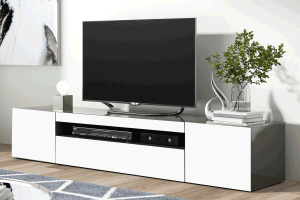 FORZE moderný TV stolík, antracit/biely lesk, II. AKOSŤ