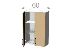 horná vysoká skrinka s odkvapkávačom š.60, v.92, Horizon WD6092, biela / orech svetlý