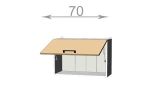 horná vysoká výklopná skrinka š.70, v.46, Horizon W7046, grafit / orech tmavý