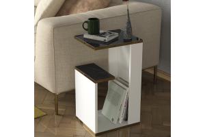 DELUXE RAVENA príručný stolík, biela / mramor