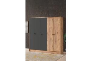 VIDA päťdverová šatníková skriňa, pine/grey