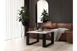 LIVIO LOFT moderný mini kávový stolík, biely/čierny